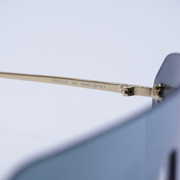 Fendi FE4121US 30X Sunglasses Endura Gold Shield Frame, Blue Mirror Lenses